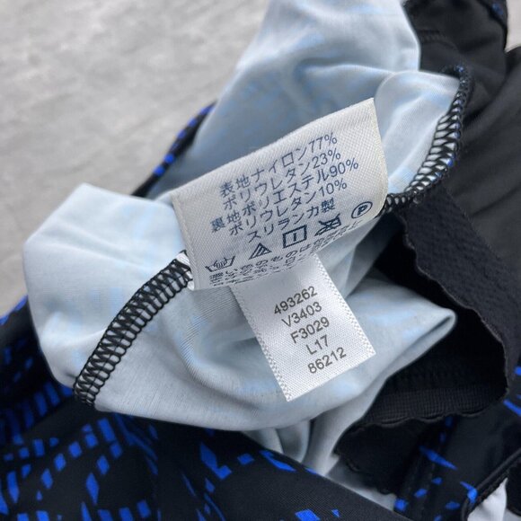 Lands End Tank Suit Women 16 Blue Black Floral Stripe Tropical 1pc Swimsuit - Picture 9 of 10